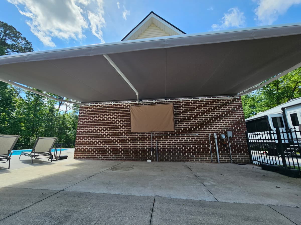 Retractable Awning — Pool House Transformation — After