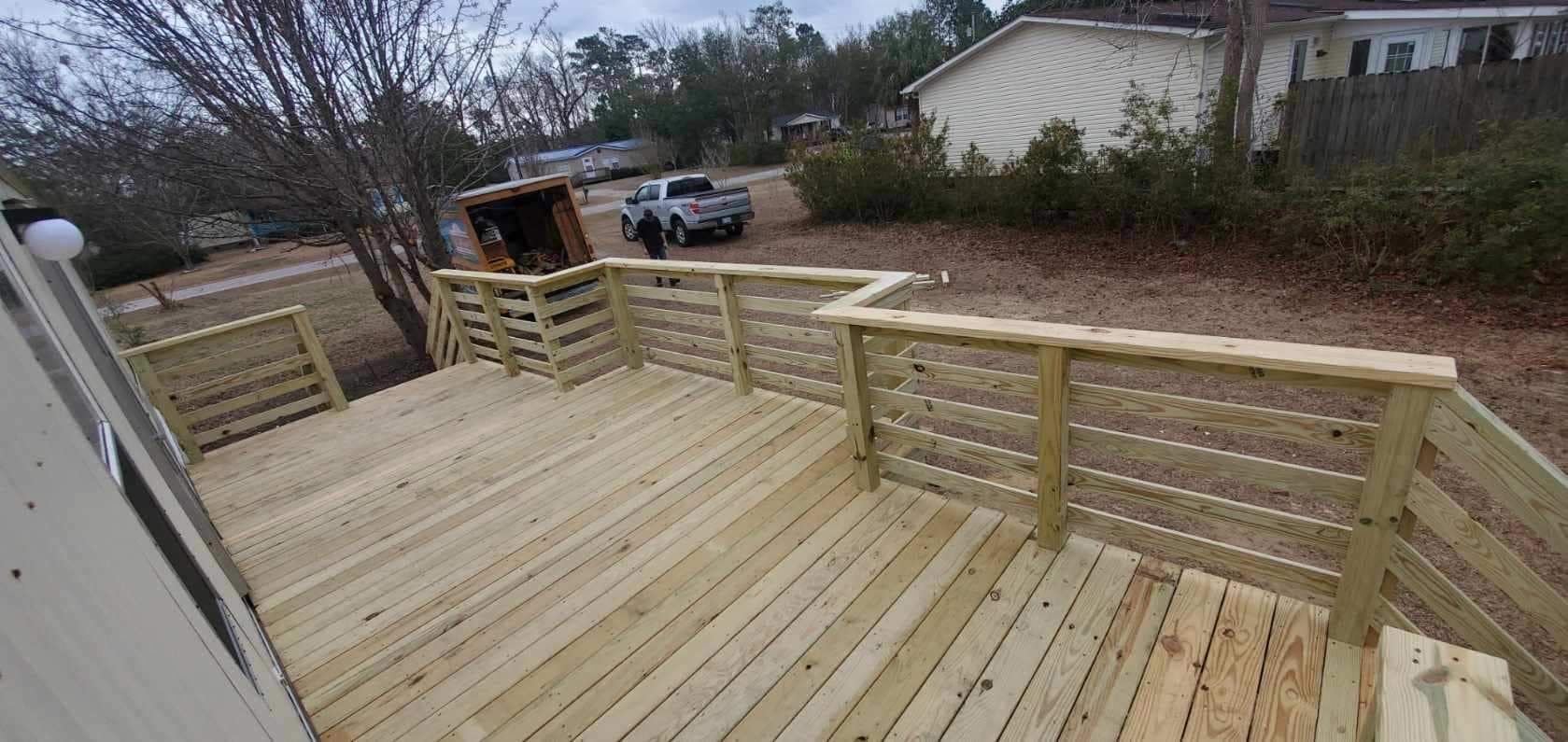 Cable railing deck overlooking NC wetlands